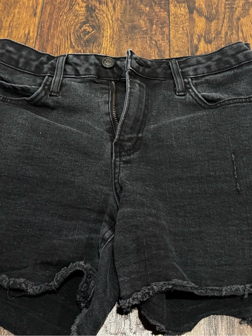 Just Black Faded Black Frayed Hem Denim Shorts